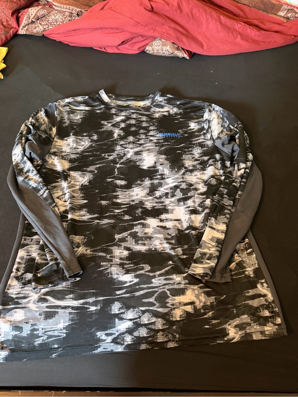 Magellan Outdoors Men's Black/Gray Camo Long-Sleeve Performance Shirt